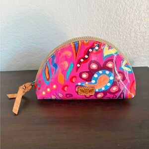 Consuela Cosmetic Pouch Bright Pink Paisley Half-Moon